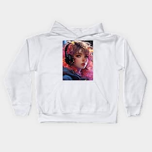 Neon Beats , Anime Kids Hoodie